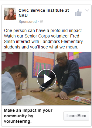 Screenshot of Senior Corps ad